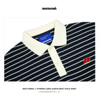 Striped Long Sleeve Boxy Polo Shirt