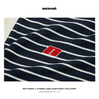 Striped Long Sleeve Boxy Polo Shirt