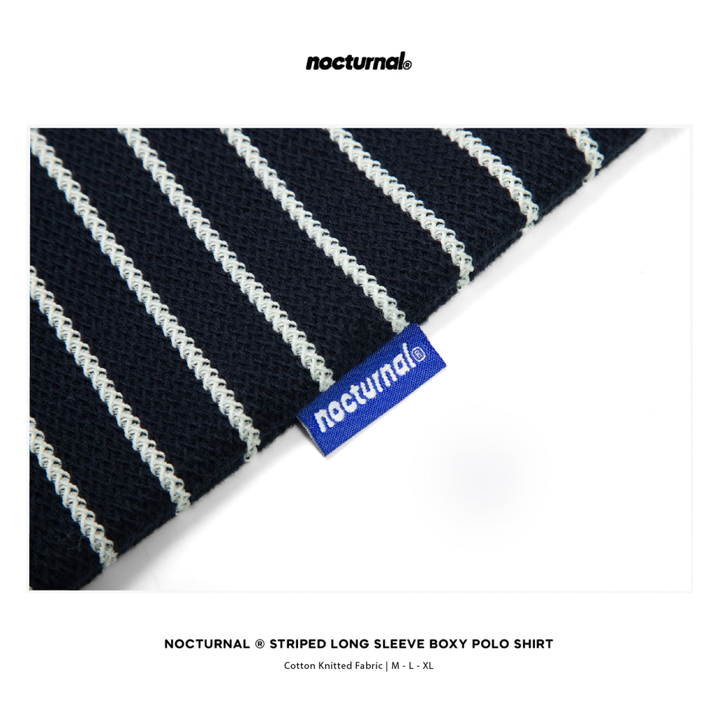 Striped Long Sleeve Boxy Polo Shirt