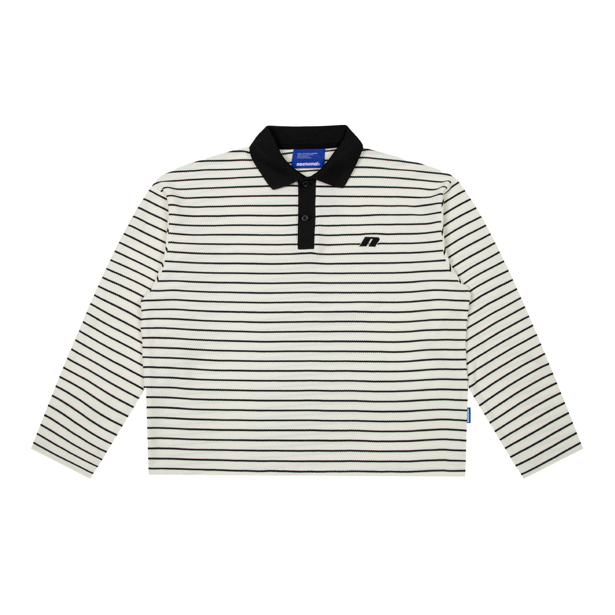 Striped Long Sleeve Boxy Polo Shirt