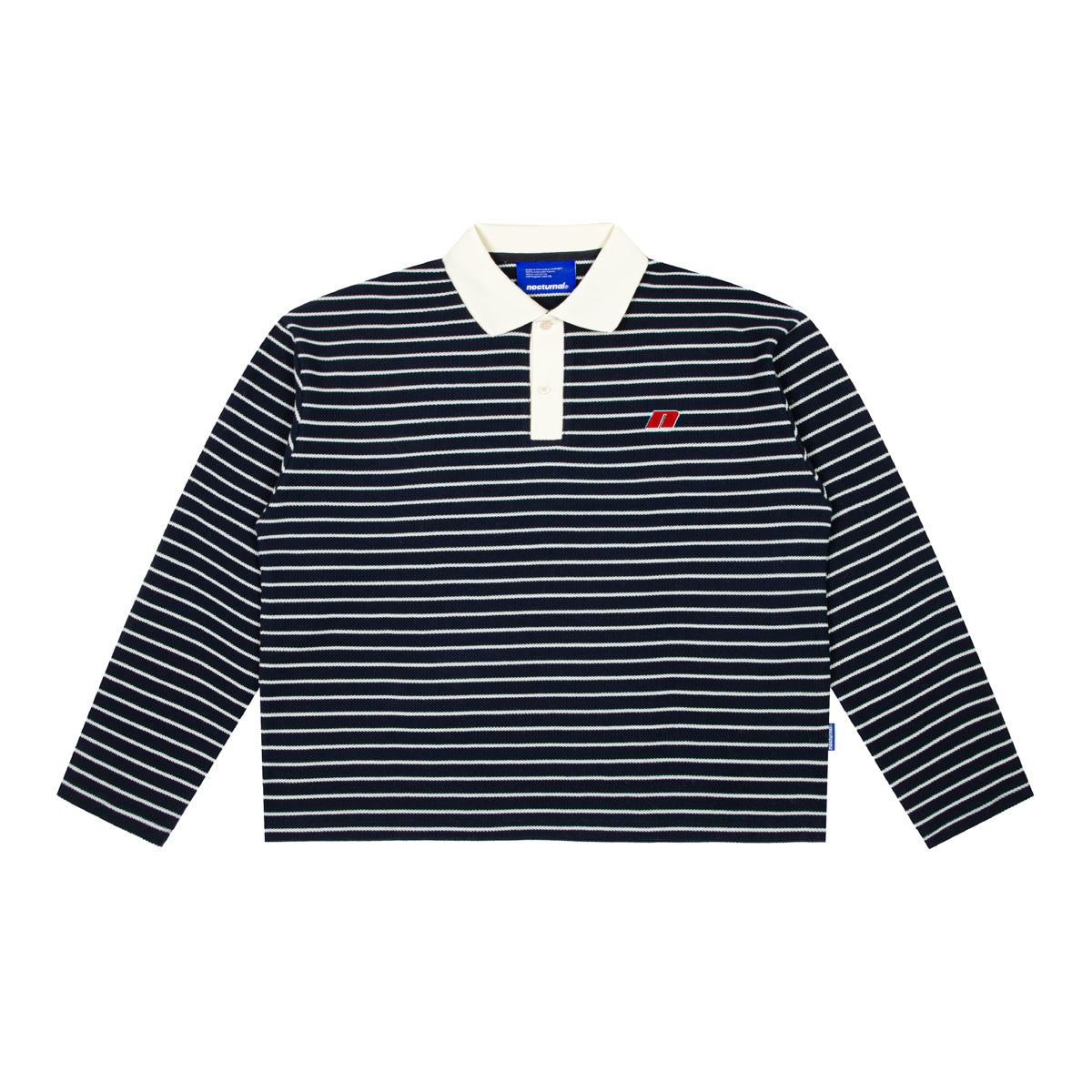 Striped Long Sleeve Boxy Polo Shirt