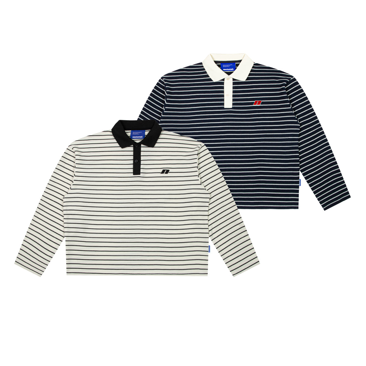 Striped Long Sleeve Boxy Polo Shirt